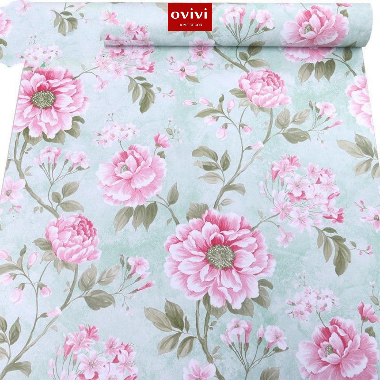 Giấy dán tường có keo sẵn hoa mẫu đơn - Ảnh 4