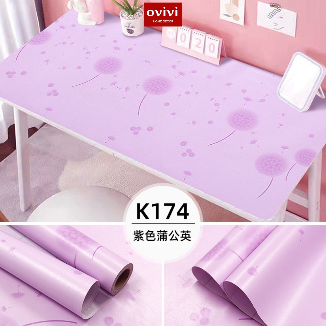 Giấy dán tường có keo sẵn bồ công anh tím - Ảnh 6