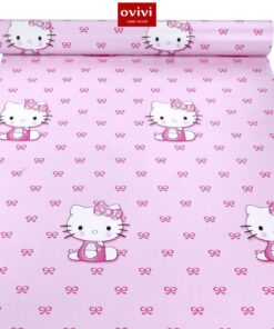 Giấy dán tường có keo sẵn kitty nơ hồng