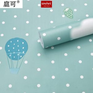 Giấy dán tường có keo sẵn chấm bi xanh