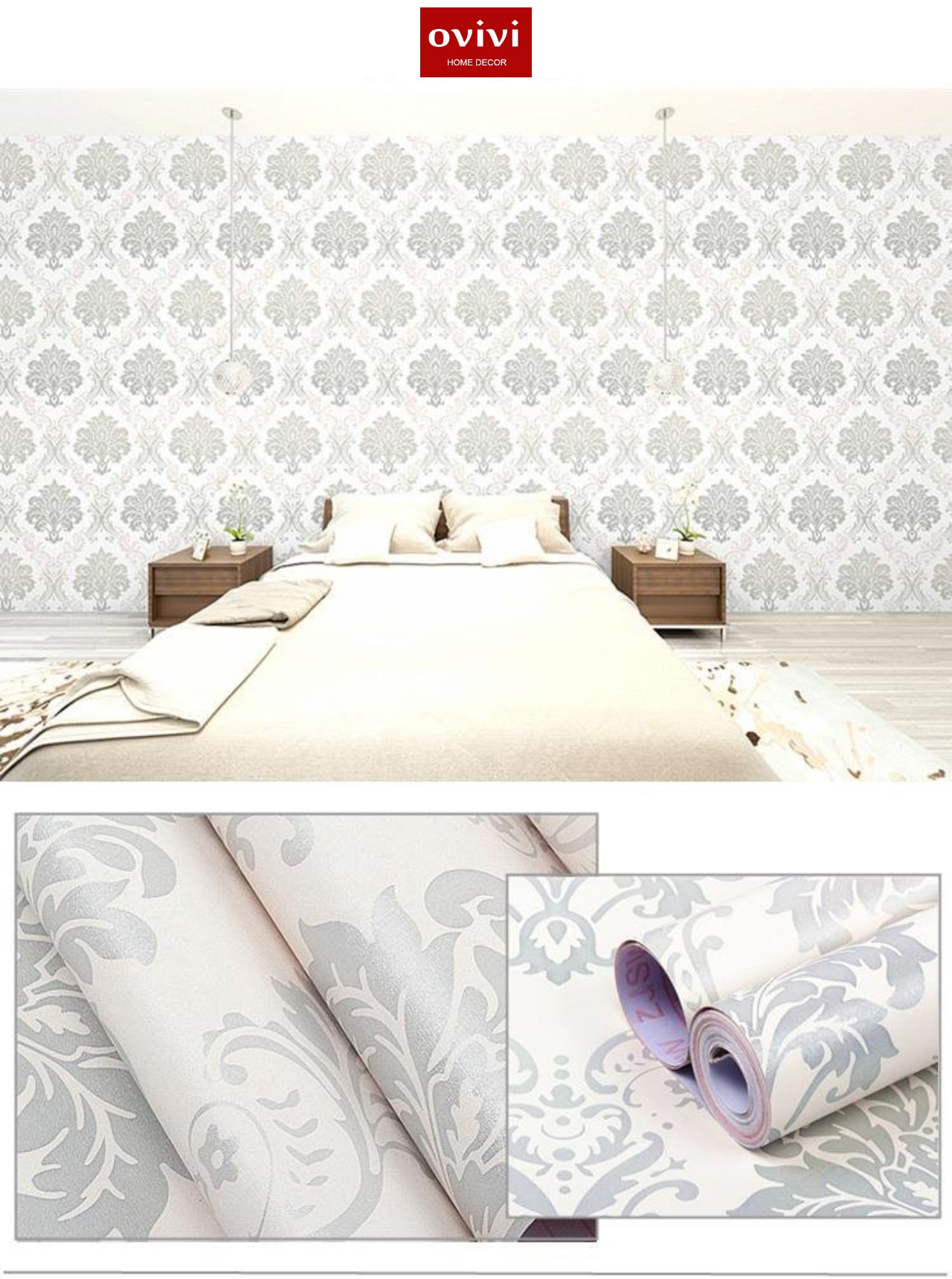 Giấy dán tường có keo sẵn hoa đức xám - Ảnh 6