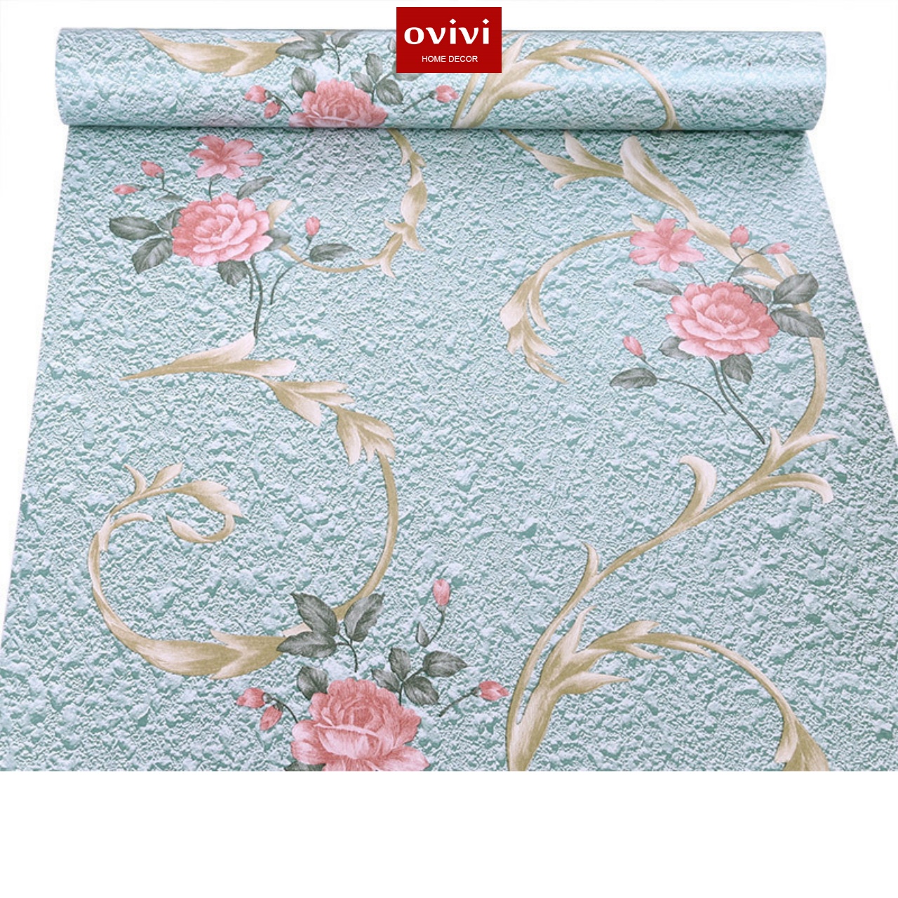 Giấy dán tường có keo sẵn hoa đá xanh - Ảnh 5