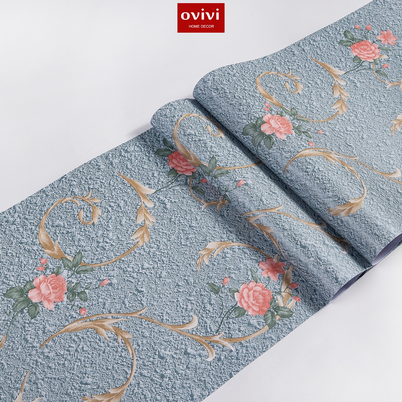 Giấy dán tường có keo sẵn hoa đá xanh - Ảnh 3