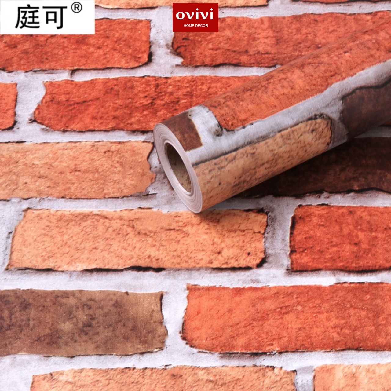 Giấy dán tường có keo sẵn gạch đỏ - Ảnh 2