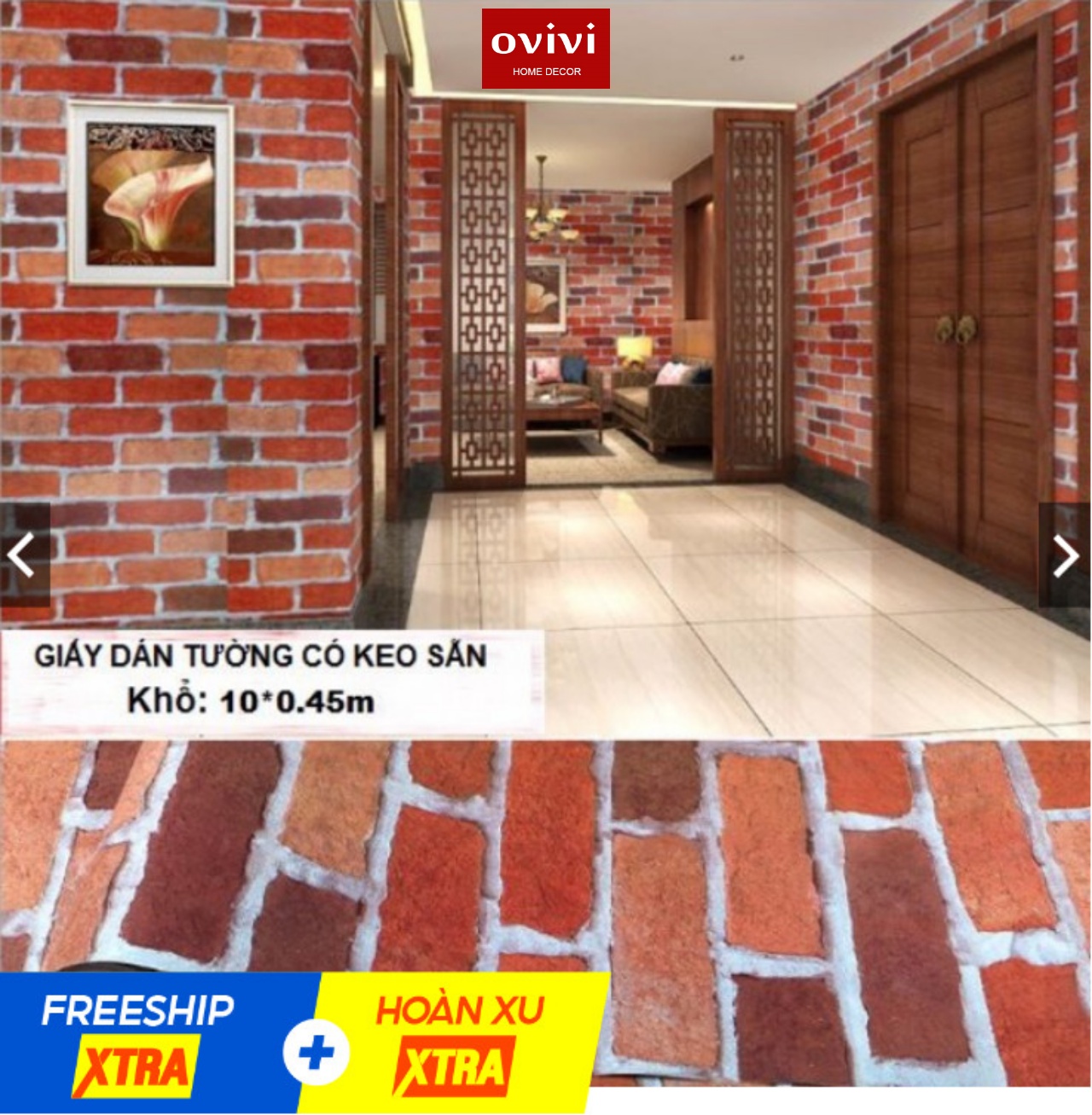 Giấy dán tường có keo sẵn gạch đỏ - Ảnh 8