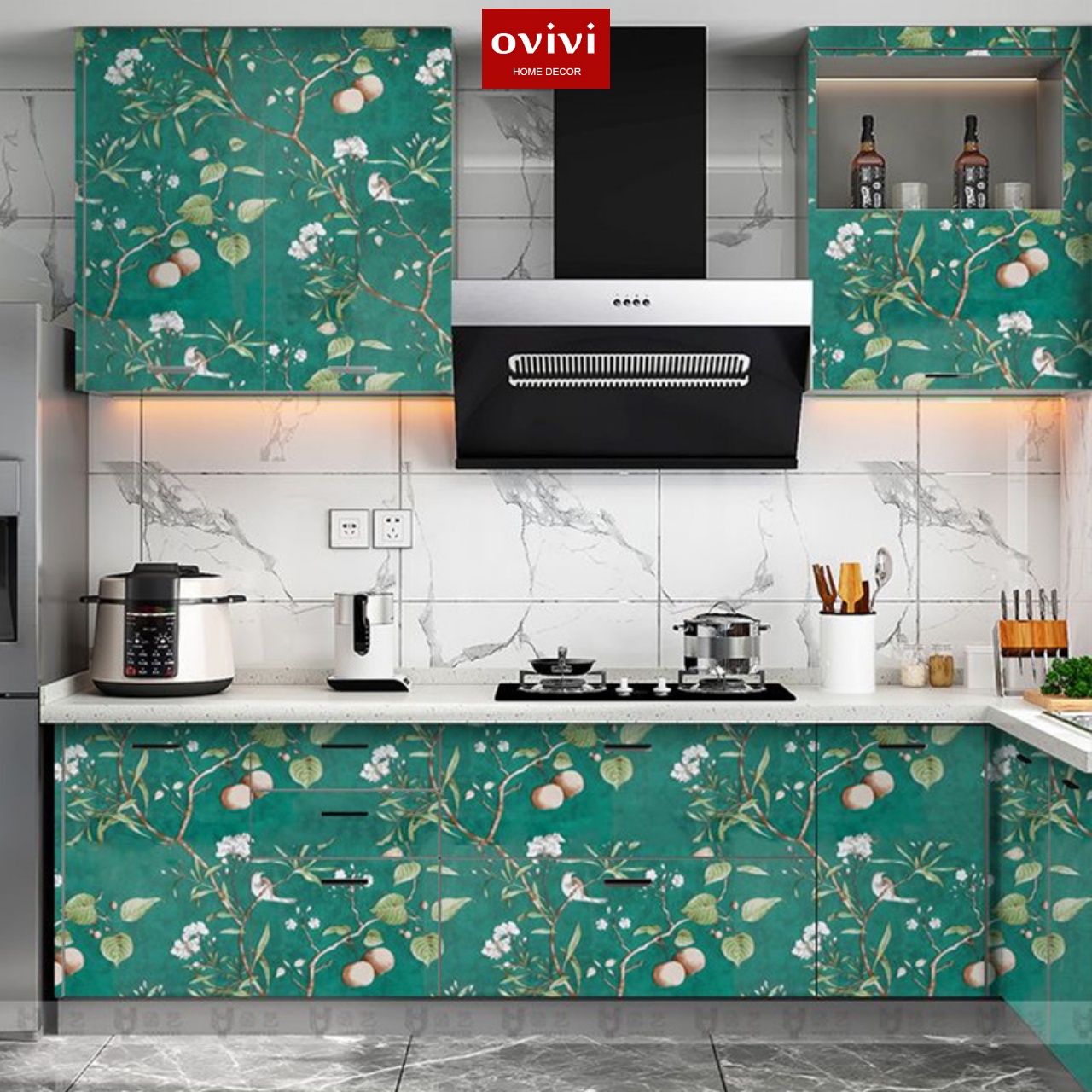 Giấy dán tường có keo sẵn cành đào và tổ chim - Ảnh 9