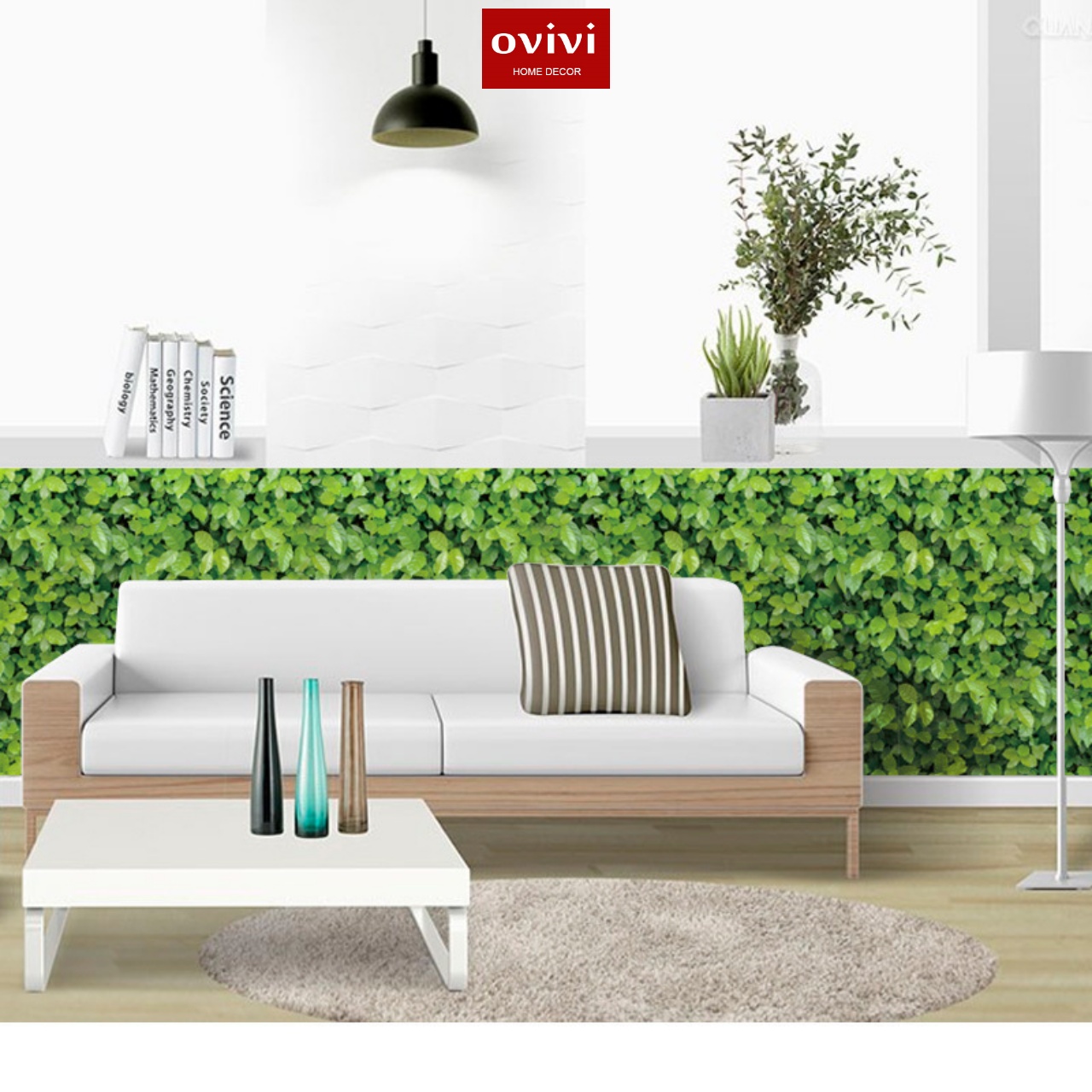 Giấy dán tường có keo sẵn thảm lá xanh - Ảnh 4