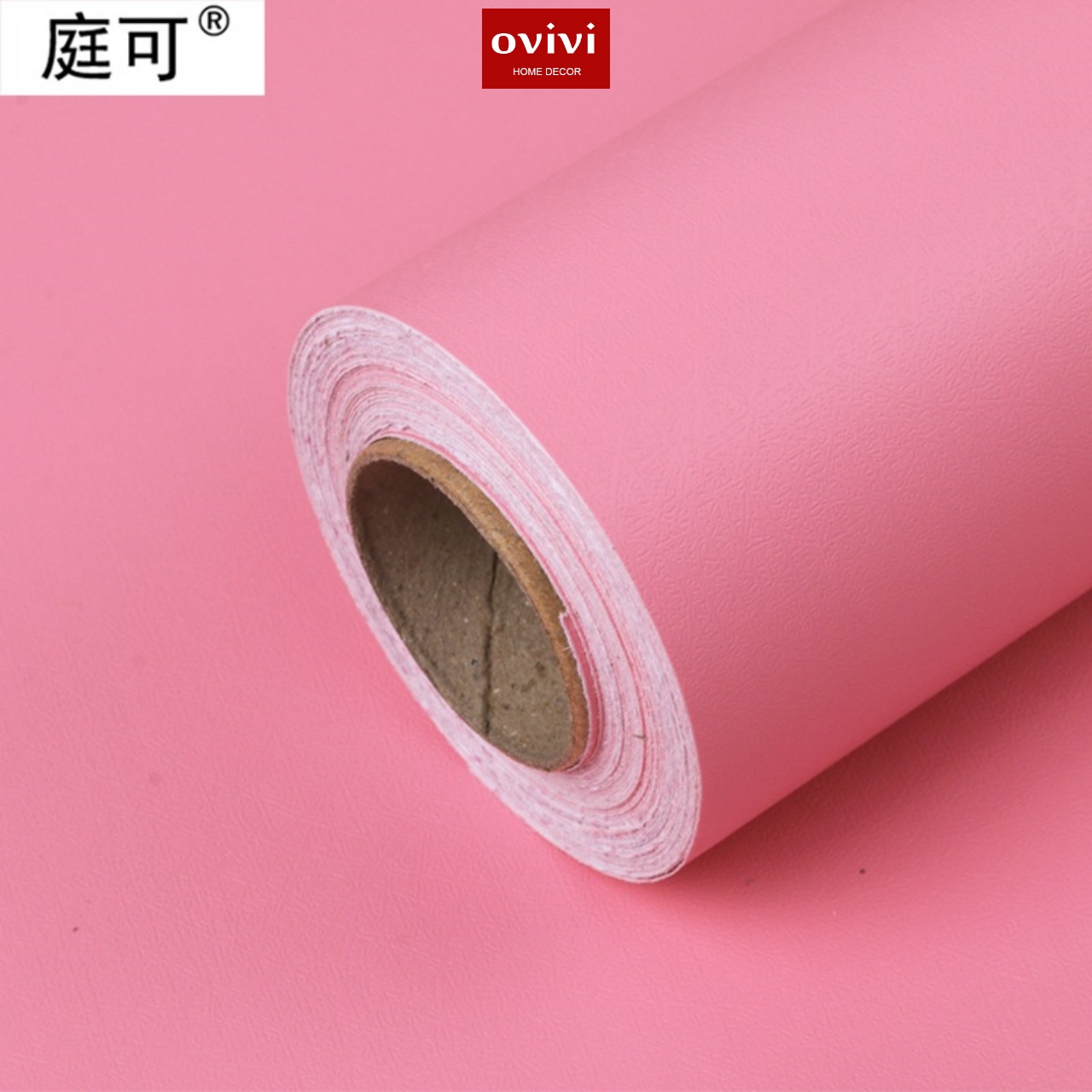 Giấy dán tường có keo sẵn màu hồng đậm trơn - Ảnh 8