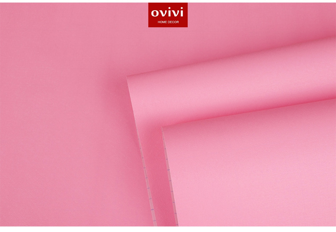 Giấy dán tường có keo sẵn màu hồng đậm trơn - Ảnh 13