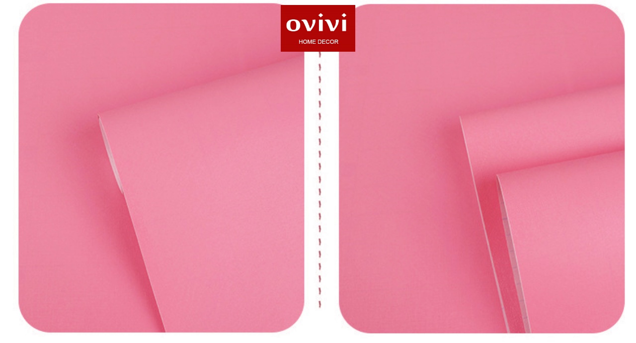 Giấy dán tường có keo sẵn màu hồng đậm trơn - Ảnh 12