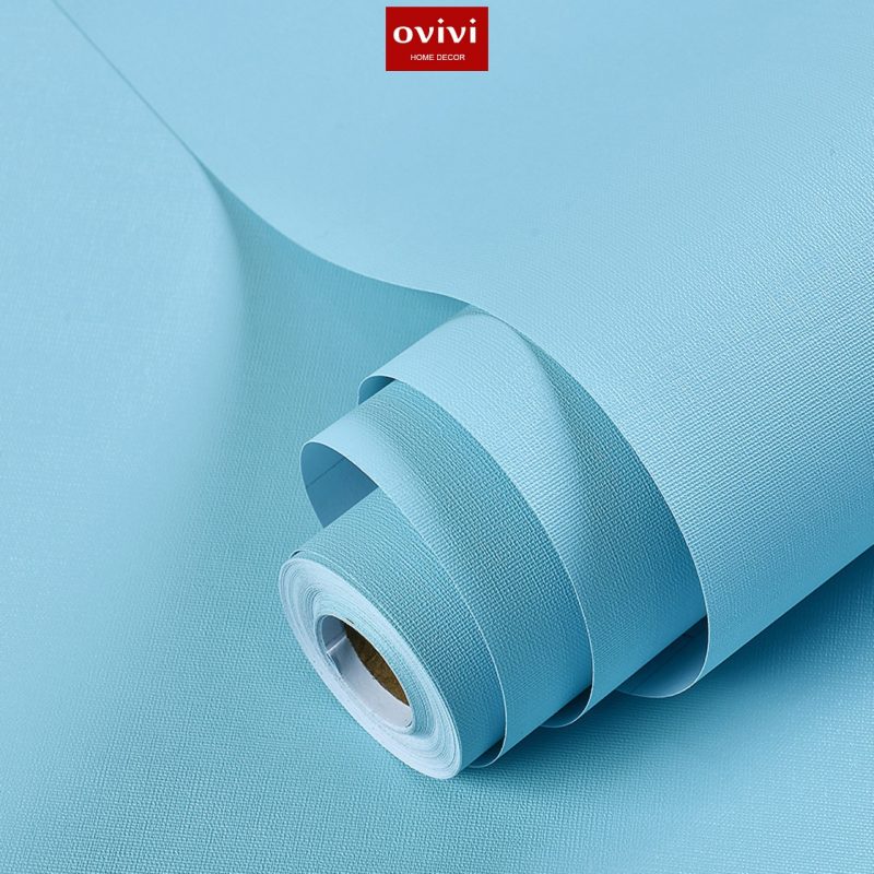 Giấy dán tường có keo sẵn màu xanh dương