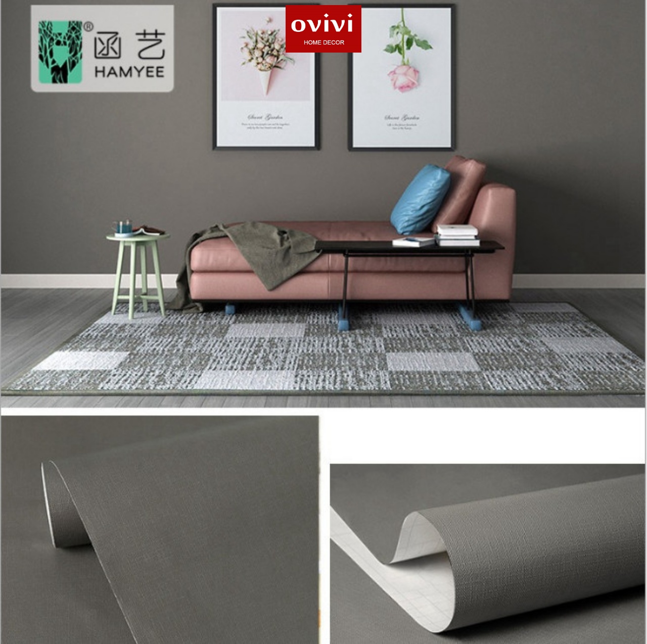 Giấy dán tường có keo sẵn màu xám đậm - Ảnh 11