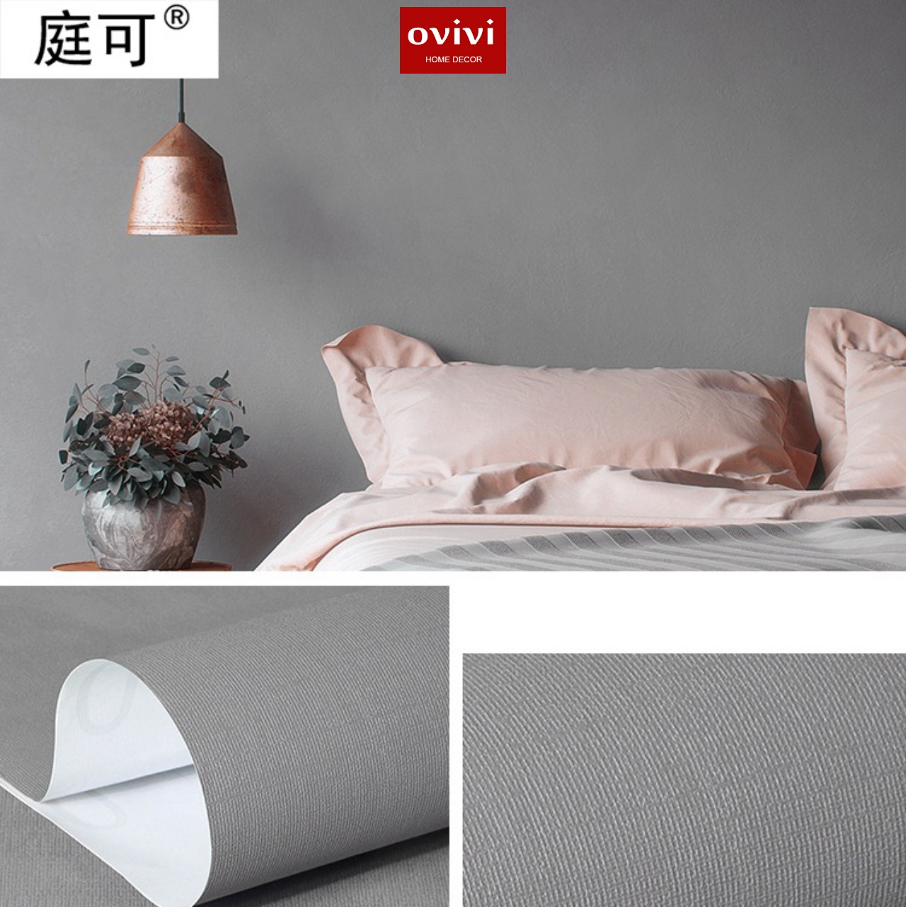 Giấy dán tường có keo sẵn màu xám đậm - Ảnh 2