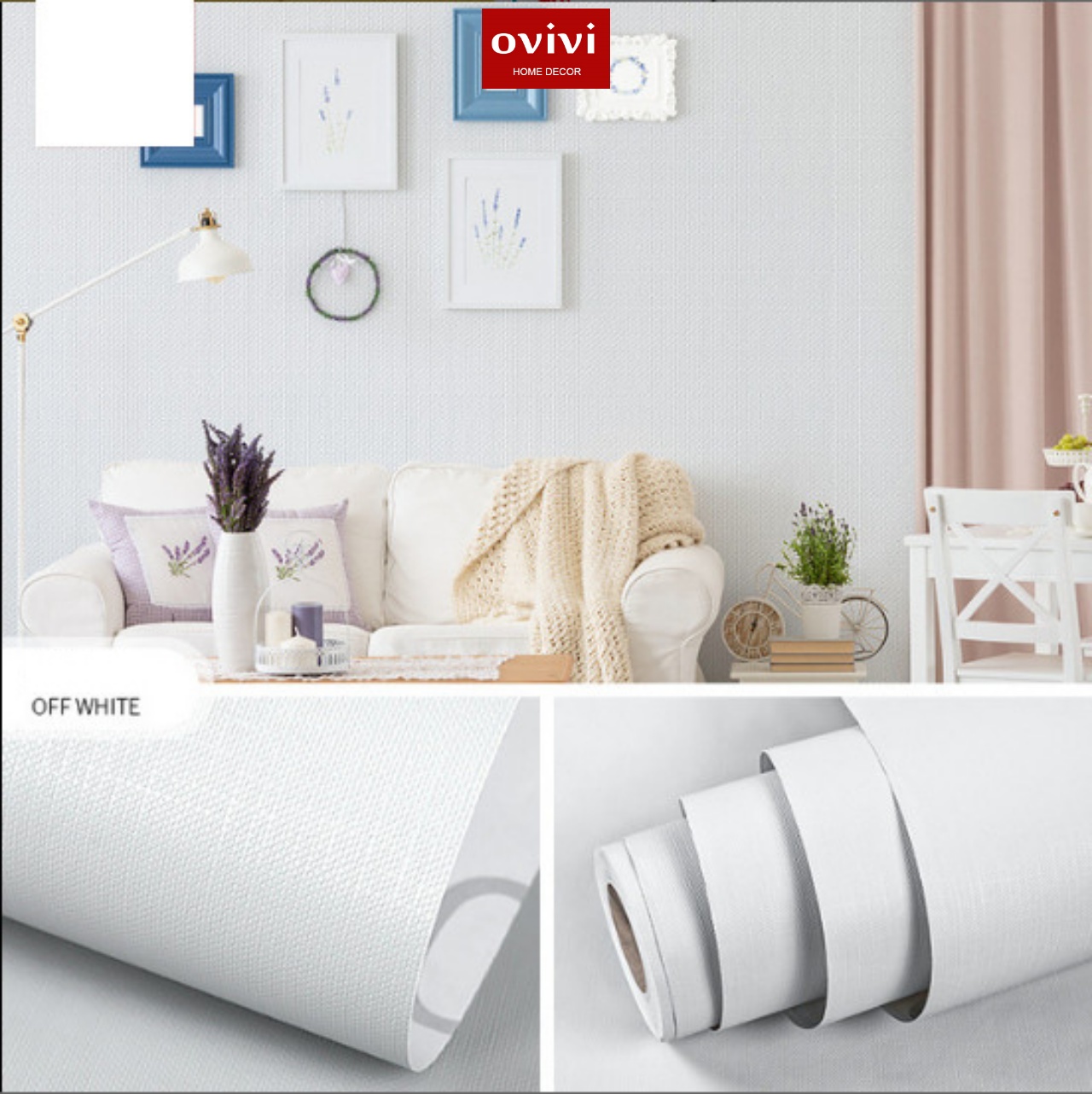 Giấy dán tường có keo sẵn màu trắng nhám - Ảnh 11
