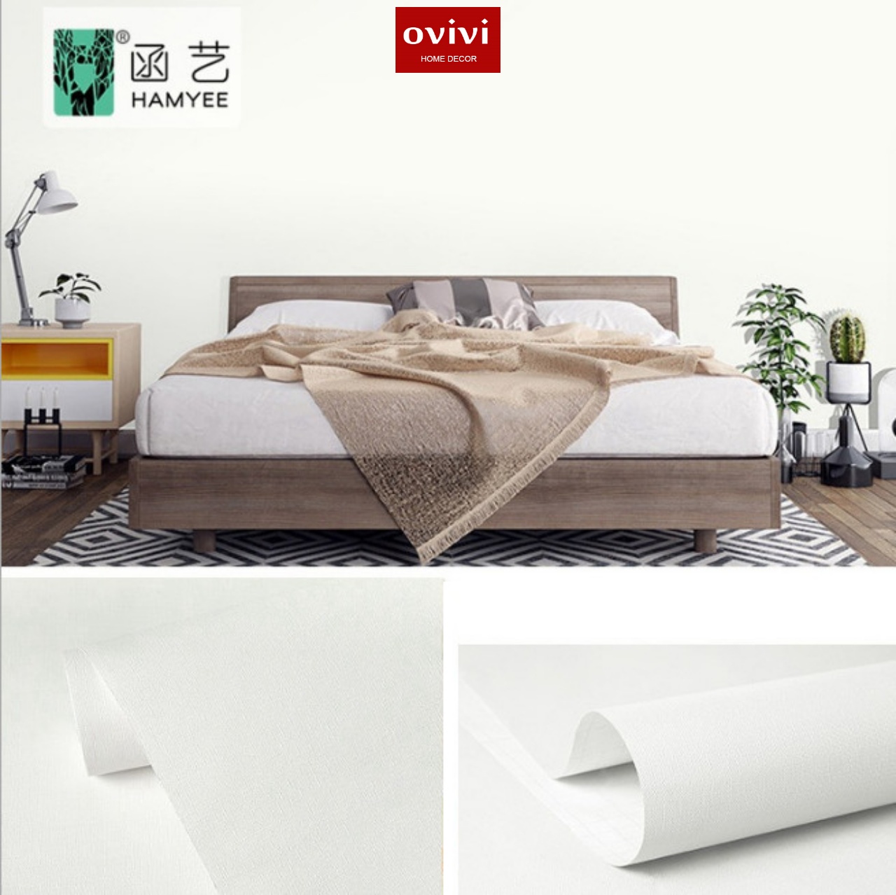 Giấy dán tường có keo sẵn màu trắng nhám - Ảnh 7