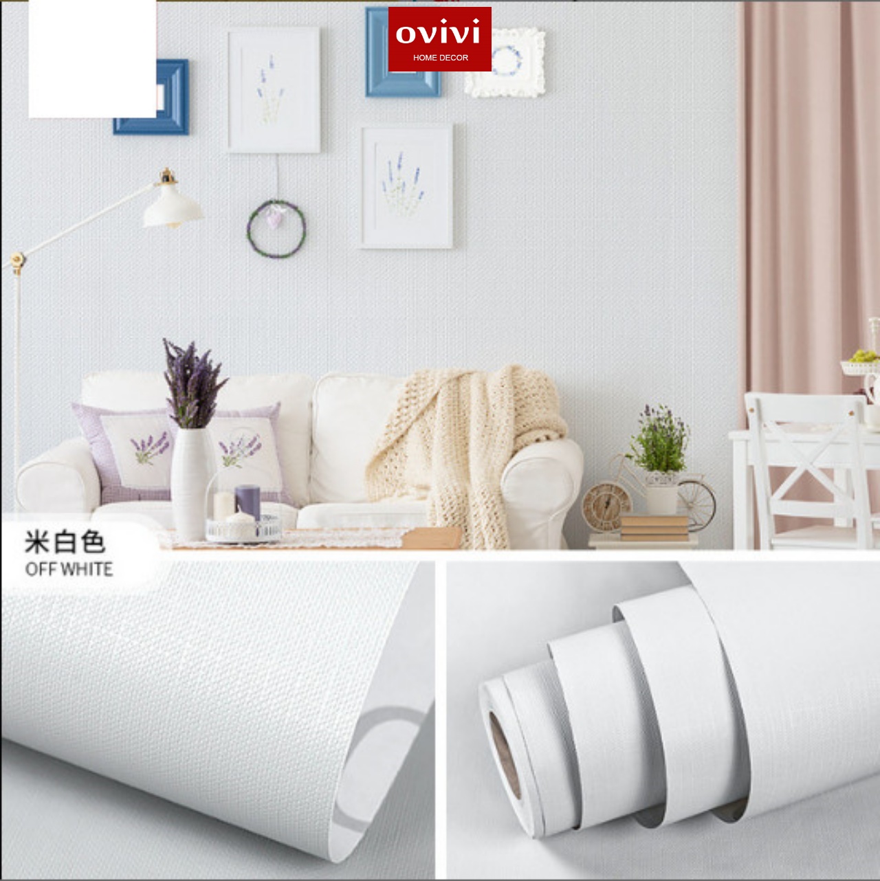 Giấy dán tường có keo sẵn màu trắng nhám - Ảnh 18