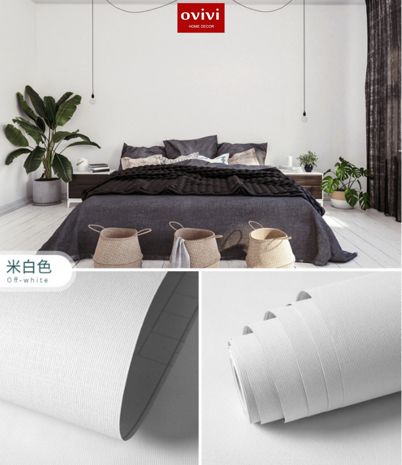 Giấy dán tường có keo sẵn màu trắng nhám - Ảnh 15