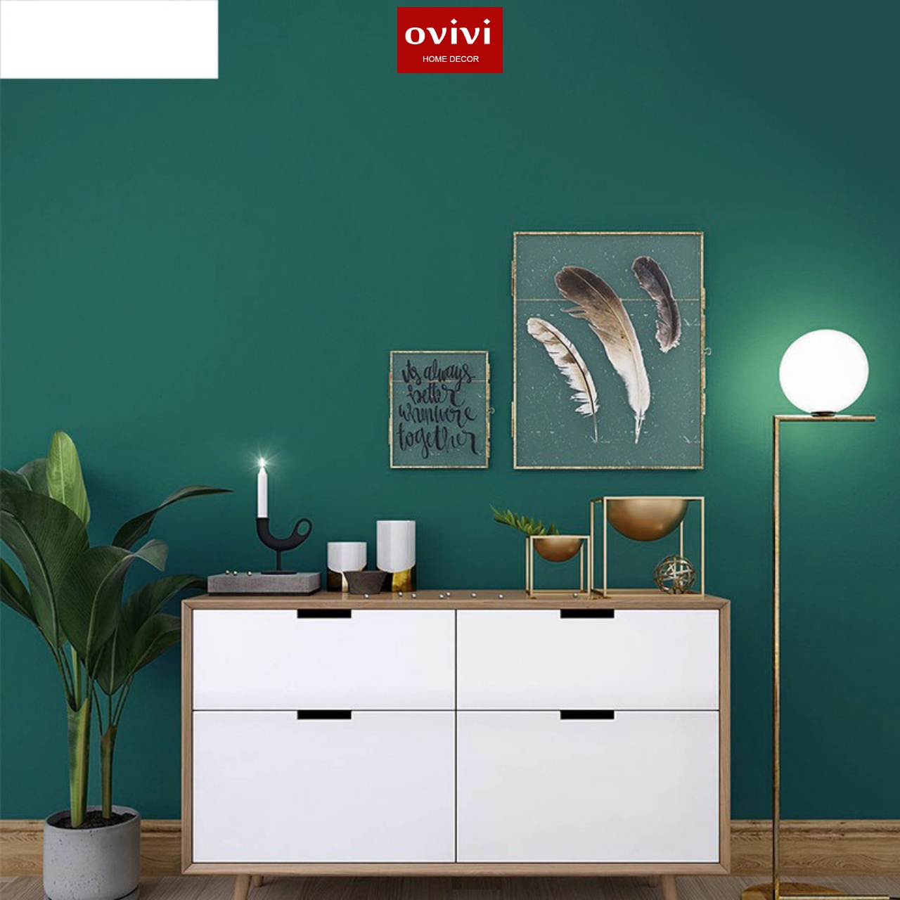 Giấy dán tường có keo sẵn màu xanh rêu - Ảnh 11