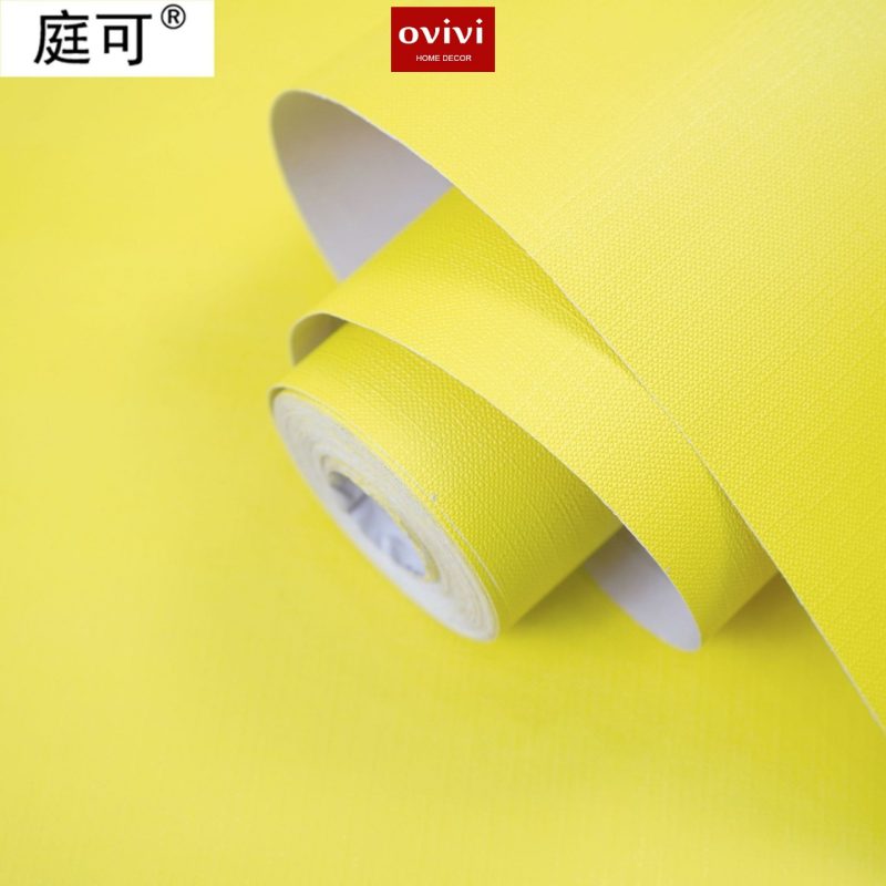 Giấy dán tường có keo sẵn màu vàng chanh đậm
