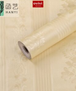 Giấy dán tường có keo sẵn vàng sọc 3d
