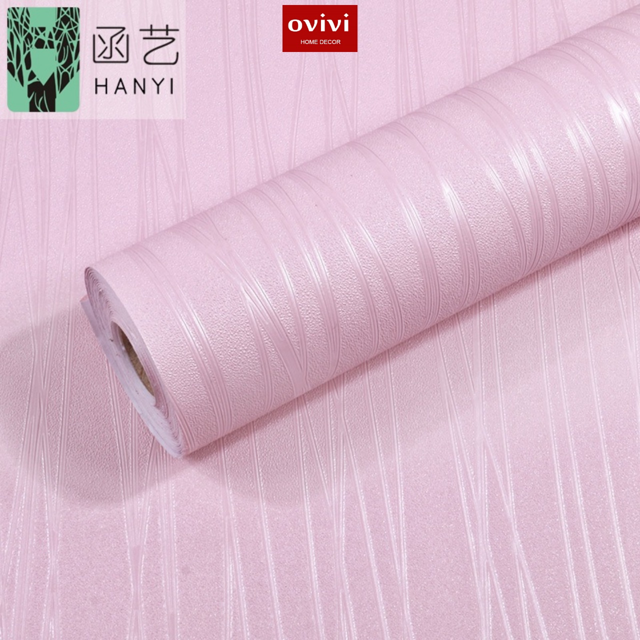 Giấy dán tường có keo sẵn hồng chỉ 3d