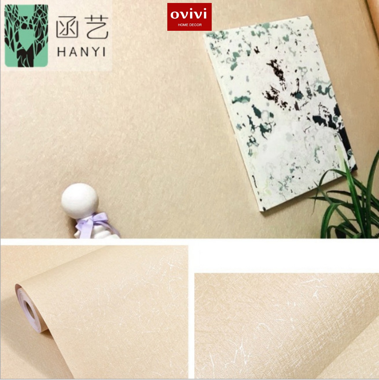 Giấy dán tường có keo sẵn vàng rạn - Ảnh 3