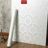 Giấy dán tường có keo sẵn trắng tân cổ 3d