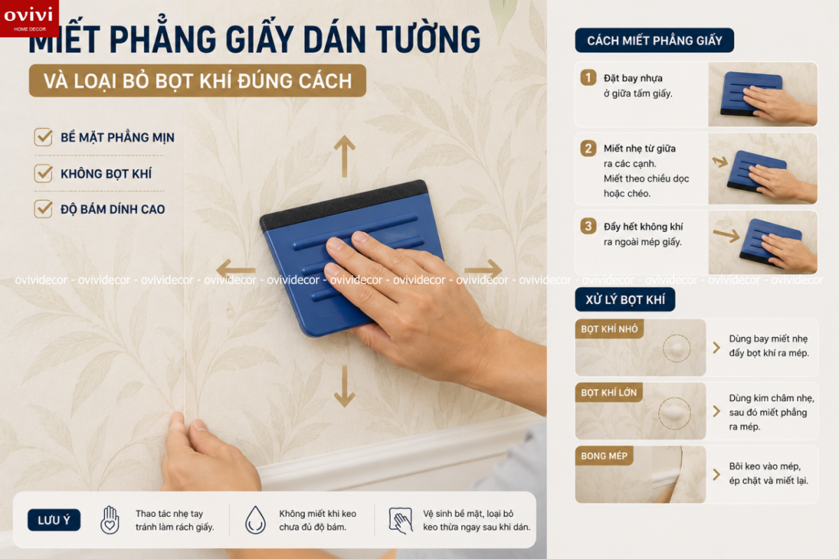 lưu ý các miết giấy khi dán giấy dán tường hàn quốc