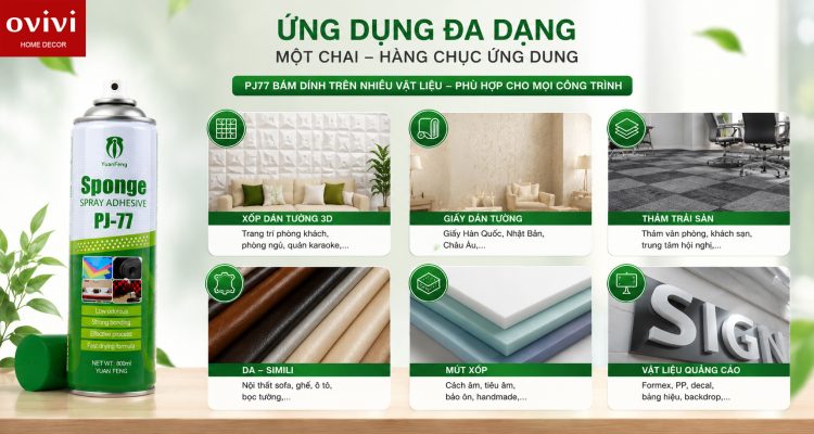 Ứng dụng keo xịt PJ77