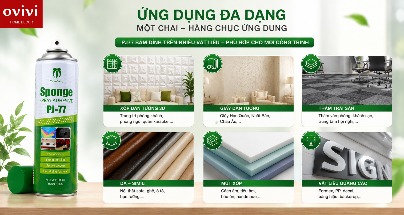Keo Xịt PJ77, Keo Dán Giấy Dán Tường, Mút Xốp, Nội Thất - Ảnh 4
