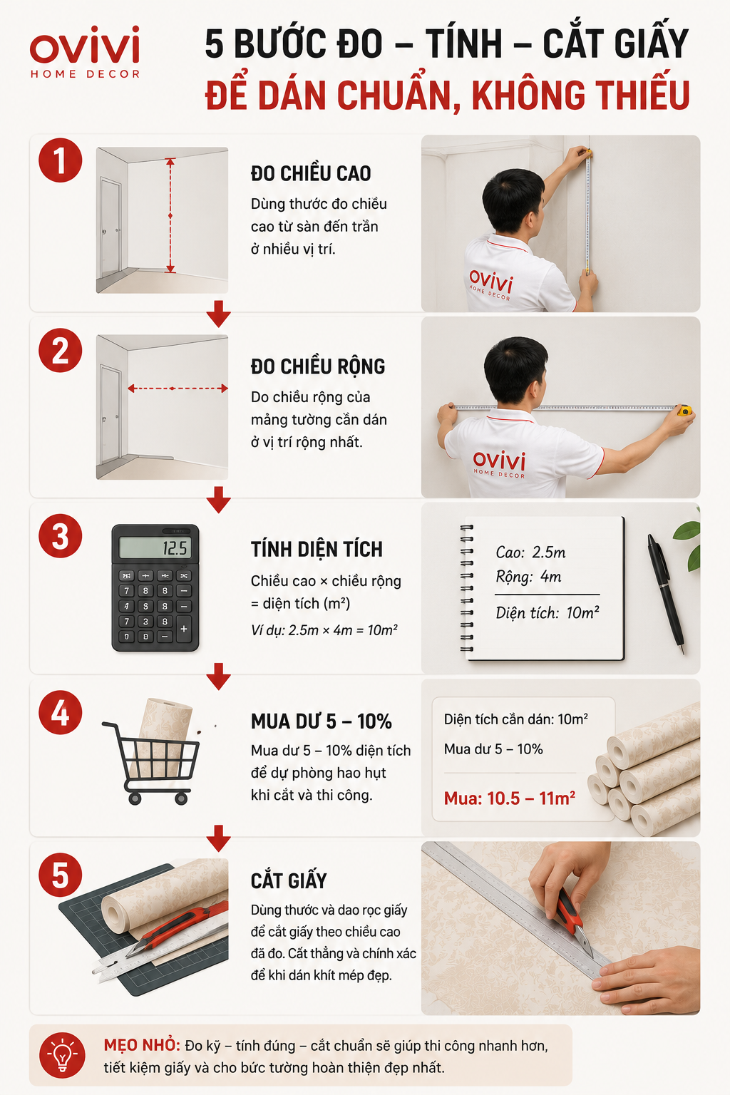 5 bước đo tính cắt giấy để dán chuẩn không thiếu