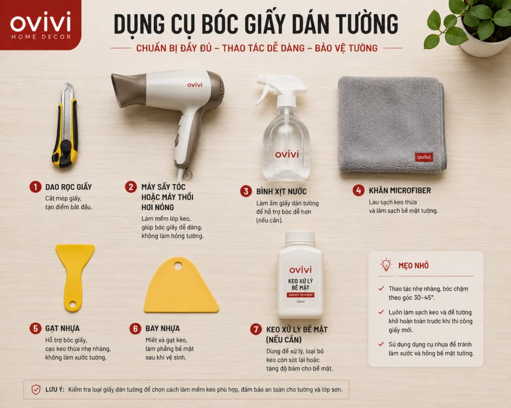 dụng cụ bóc giấy dán tường có keo sẵn