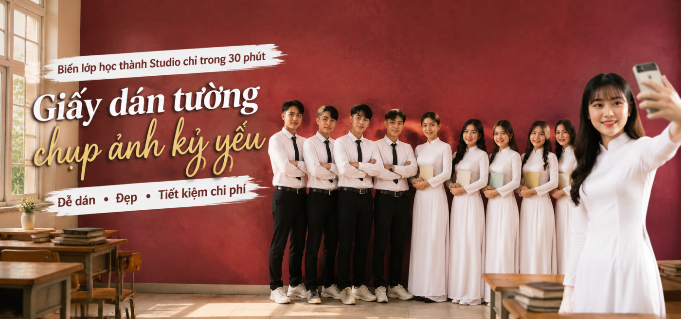 giấy dán tường chụp ảnh kỷ yếu