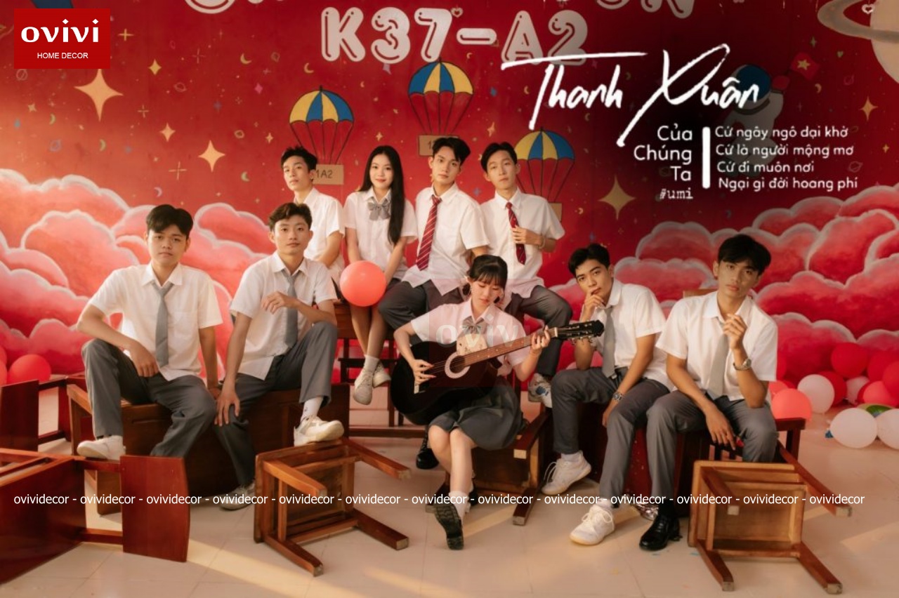 giấy dán tường chụp ảnh kỷ yếu
