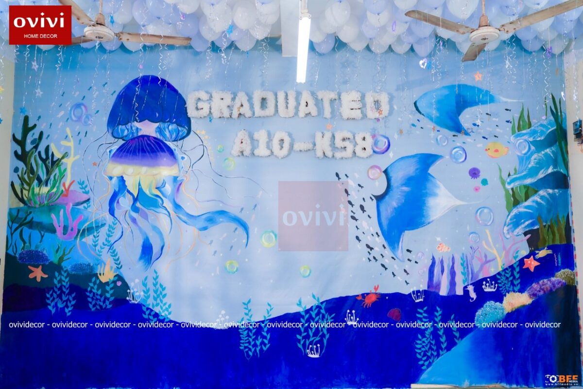 giấy dán tường backdrop kỷ yếu ovivi