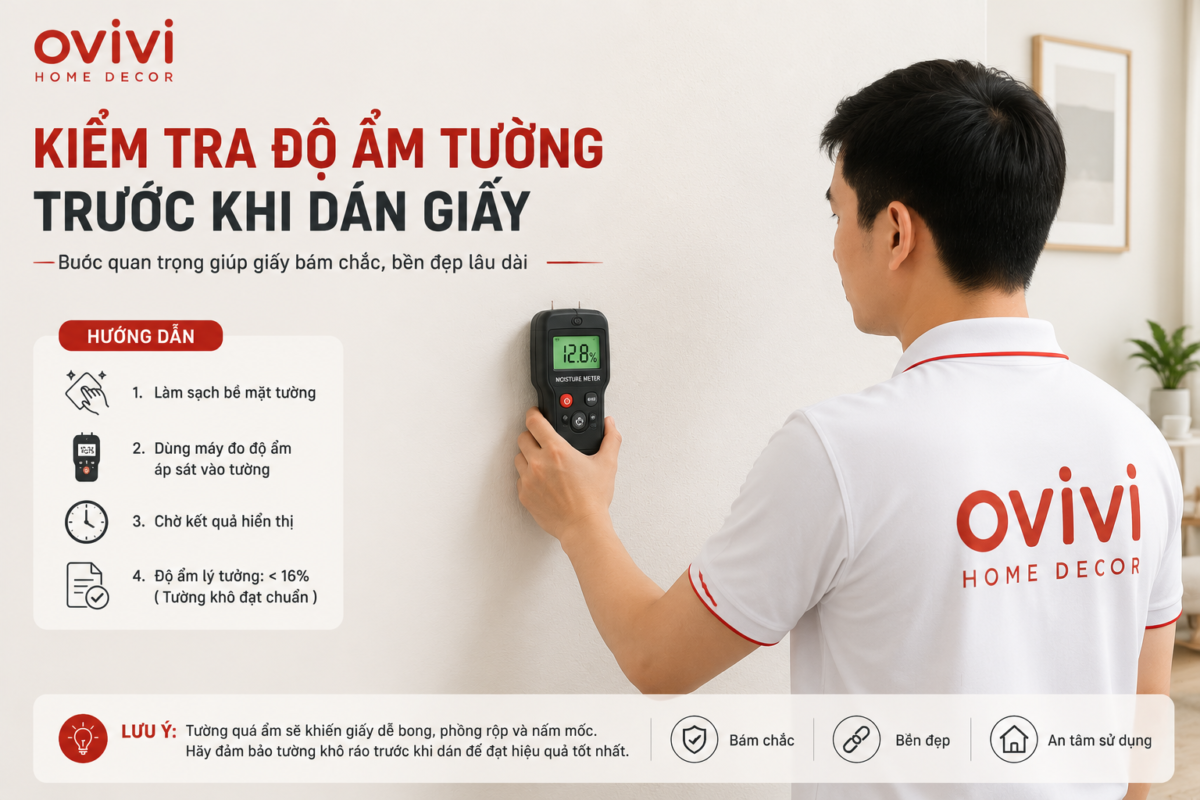 kiểm tra độ ẩm tường trước khi dán giấy