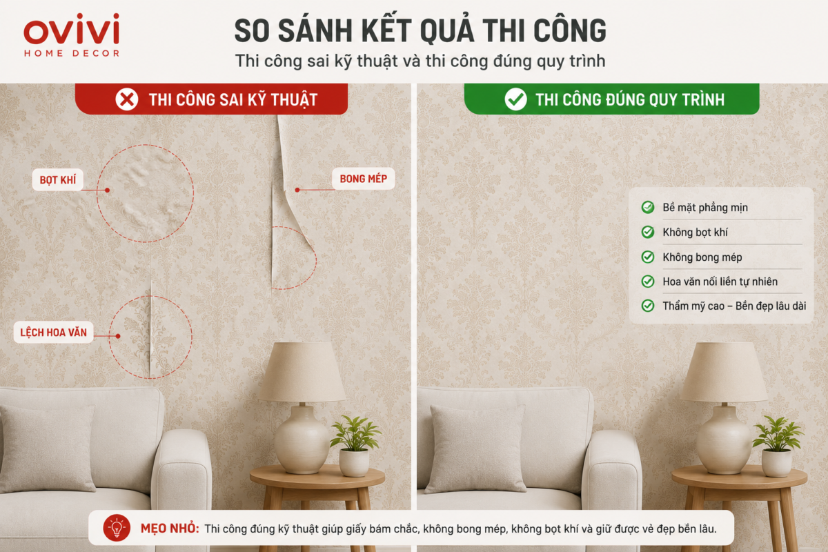 so sánh kết quả thi công sai và đúng kỹ thuật