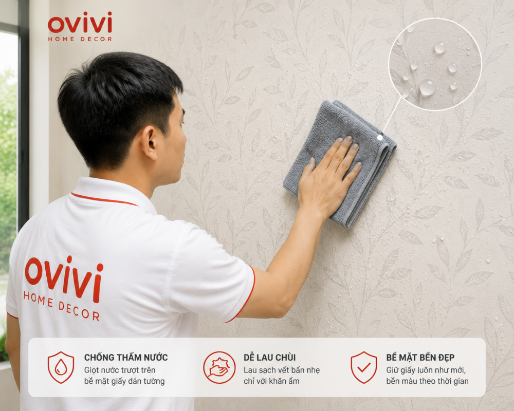 vệ sinh sau khi dán giấy dán tường