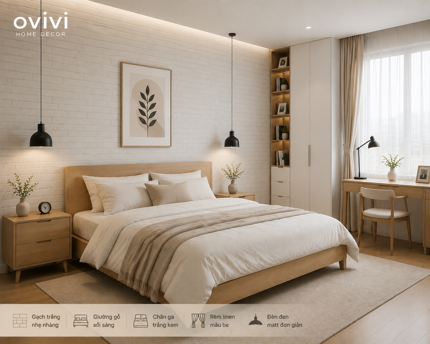 giấy dán tường giả gạch phòng ngủ