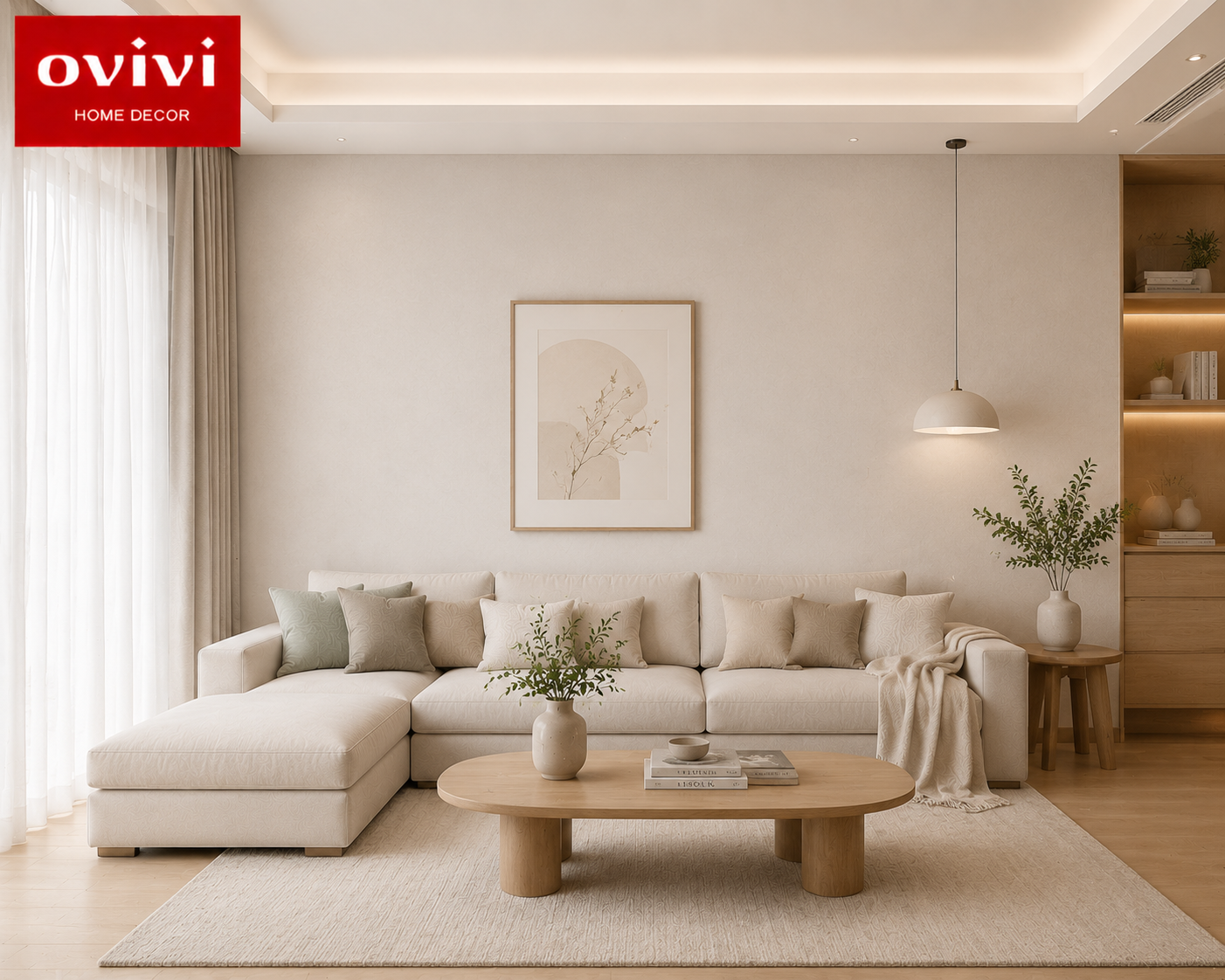giấy dán tường phòng khách ovivi